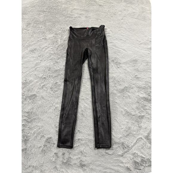 Spanx Leggings Womens Small Black Faux Leather High Rise Shaping Slimming Pants - Picture 1 of 14